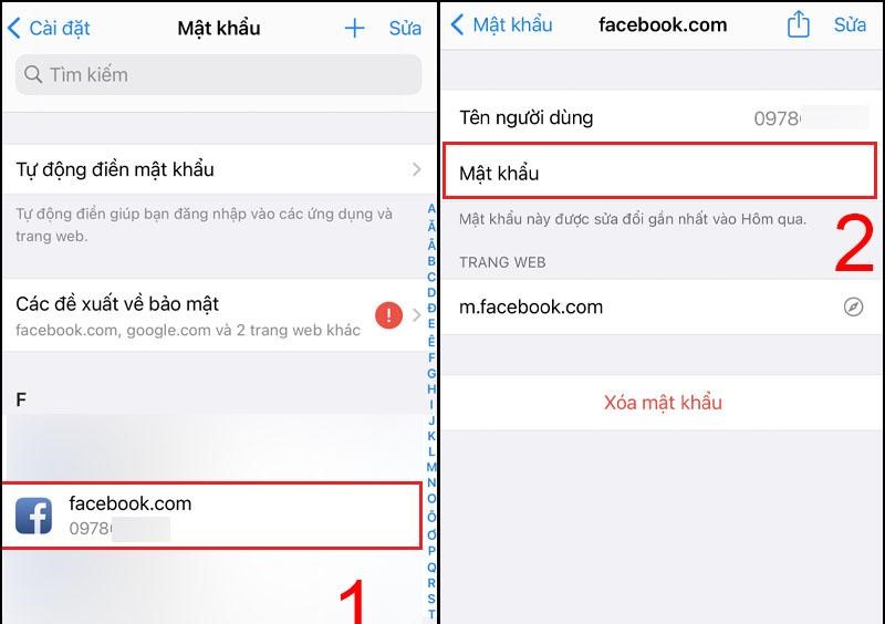 cách xoá mật khẩu Facebook đã lưu trên iphone