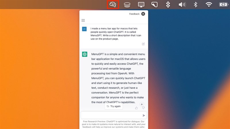 thêm chatgpt vào menubar trên macbook với macgpt