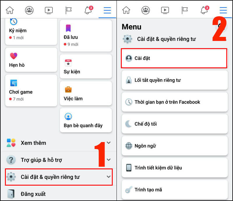 Hình 1: Tắt hoạt động trên Facebook để người khác không làm phiền