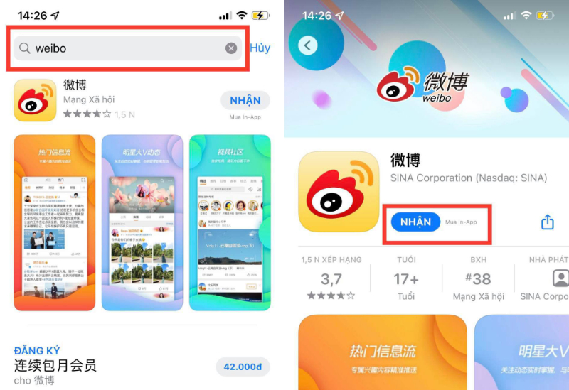 Hình 6: Đăng ký Weibo hoàn toàn miễn phí