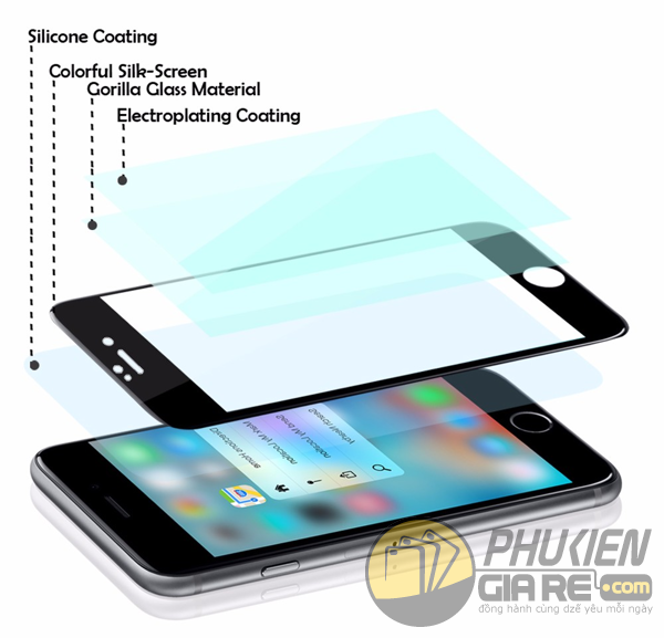 Dán cường lực 9H iPhone 8 hiệu V-Max 3D màu full màn hình