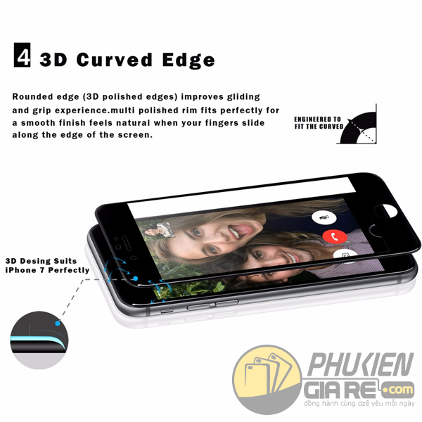 Dán cường lực 9H iPhone 8 hiệu V-Max 3D màu full màn hình