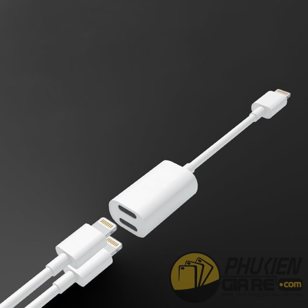 Cáp chia 2 cổng lightning sạc và tai nghe cho iPhone