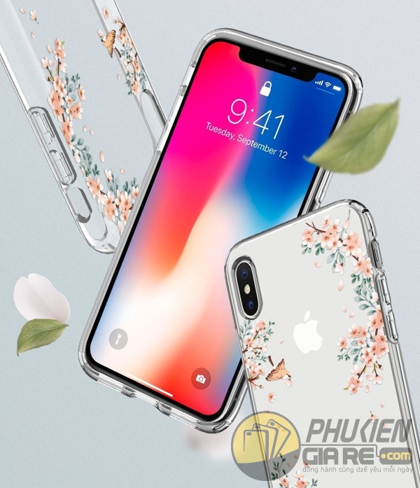 Ốp lưng iPhone X Spigen Liquid Crystal Blossom - Nature
