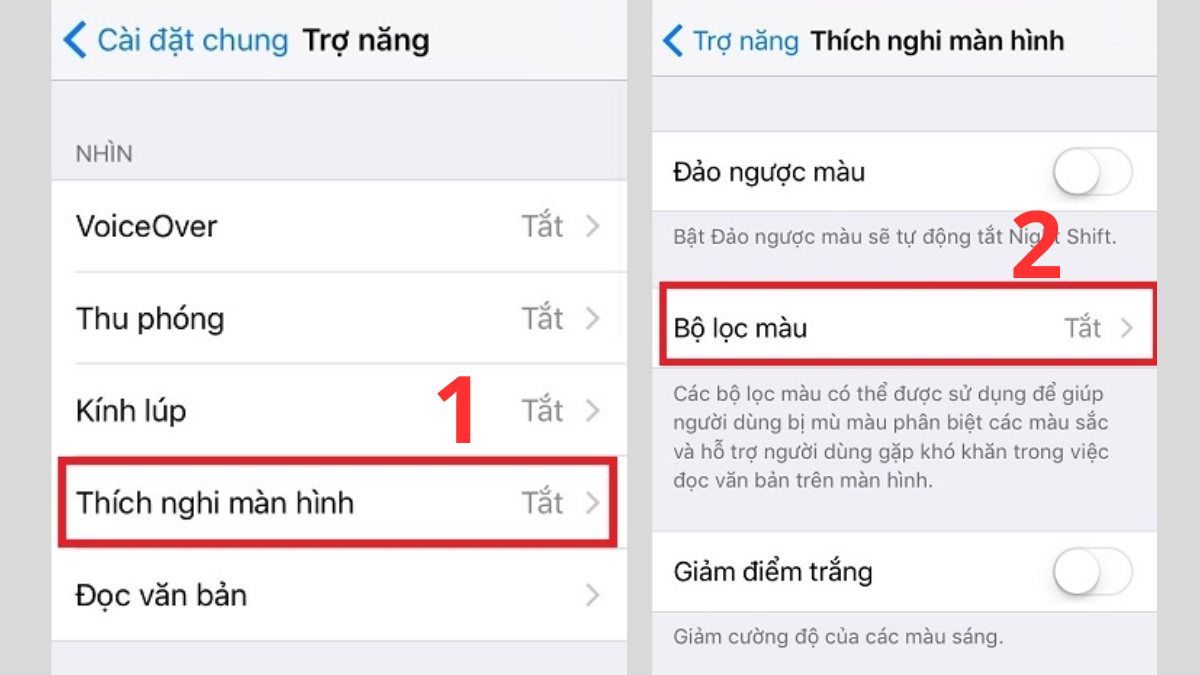 bộ lọc màu iphone