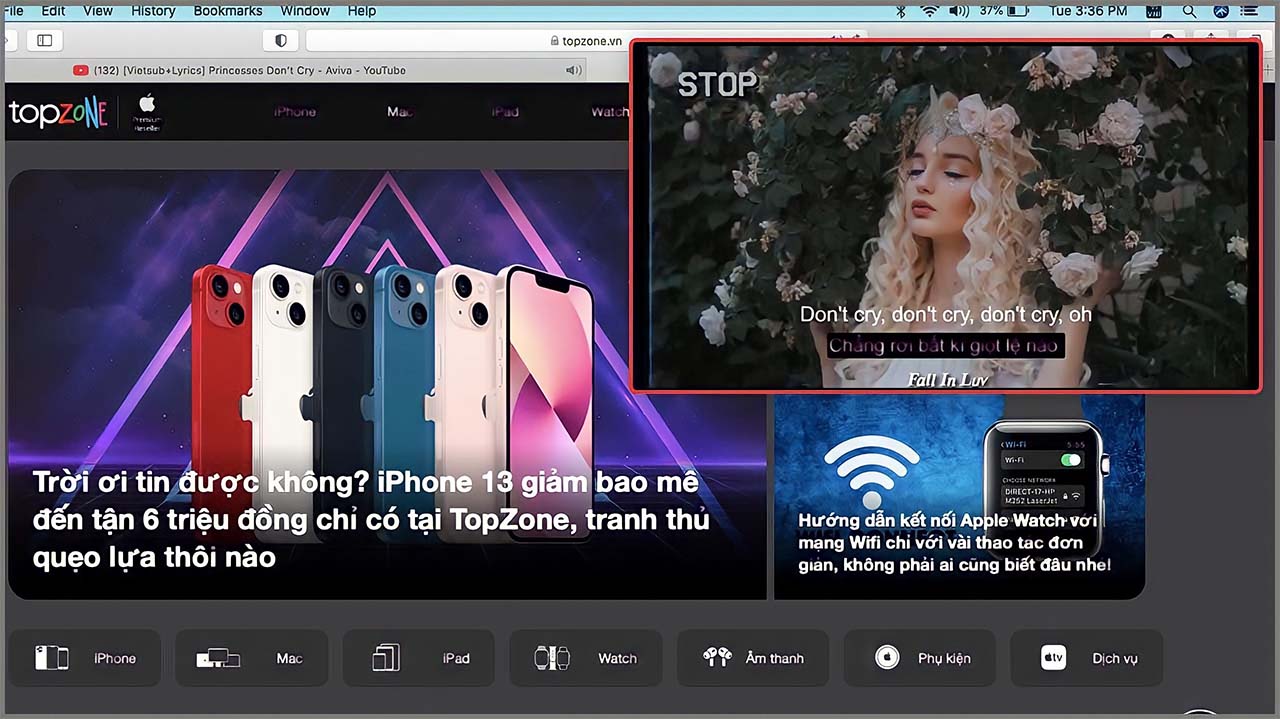cách bật chế độ picture in picture trong safari trên macbook