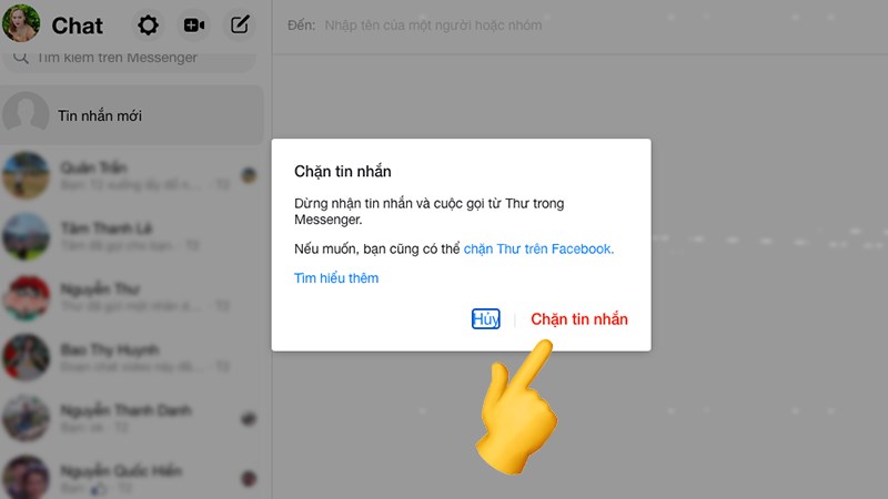 cách chặn và bỏ chặn tin nhắn messenger