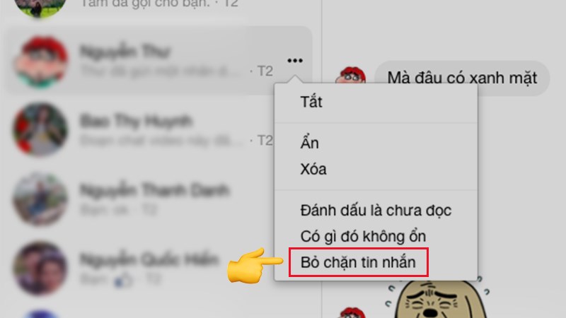 cách chặn và bỏ chặn tin nhắn messenger