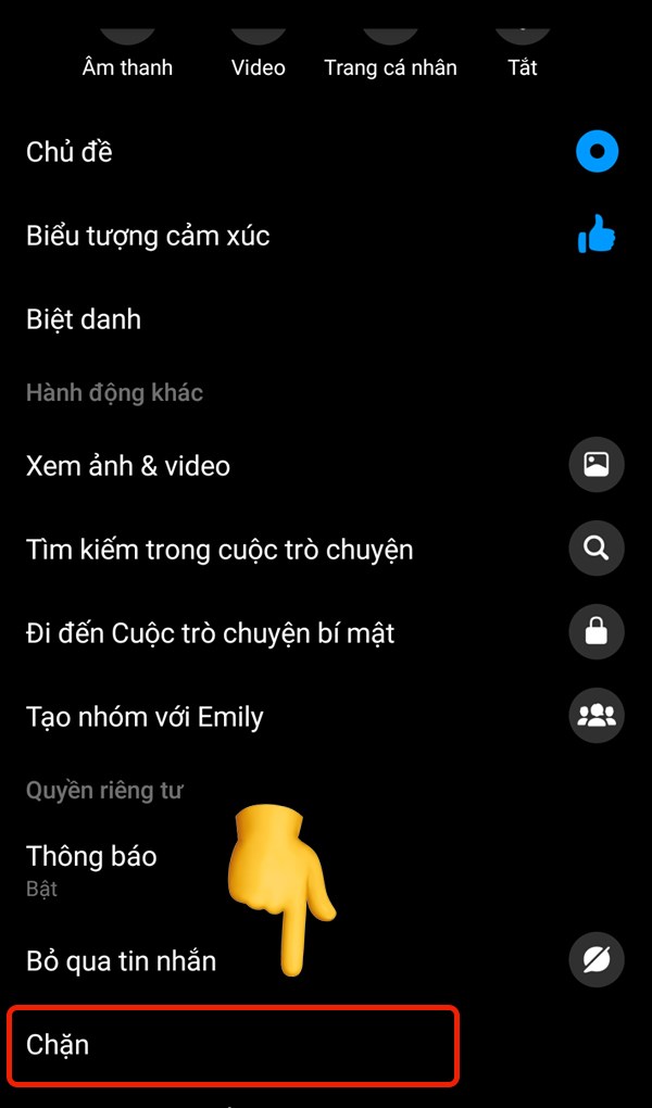 cách chặn và bỏ chặn tin nhắn messenger