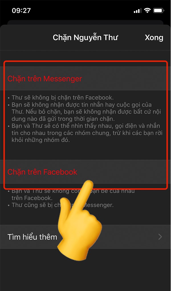 cách chặn và bỏ chặn tin nhắn messenger