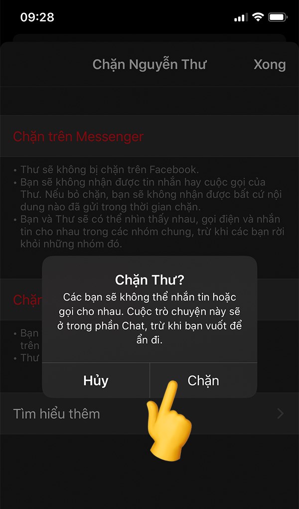 cách chặn và bỏ chặn tin nhắn messenger