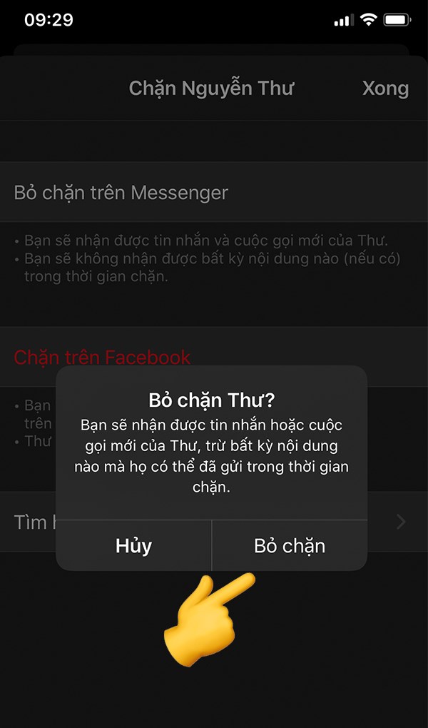 cách chặn và bỏ chặn tin nhắn messenger