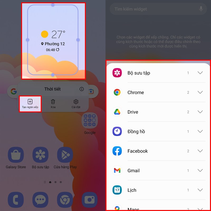 cách chồng nhiều widget trên android