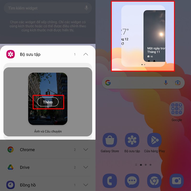 cách chồng nhiều widget trên android