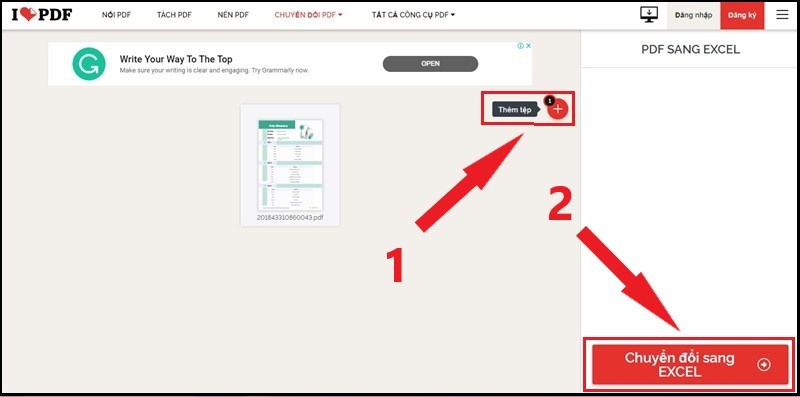 cách chuyển đổi pdf sang excel