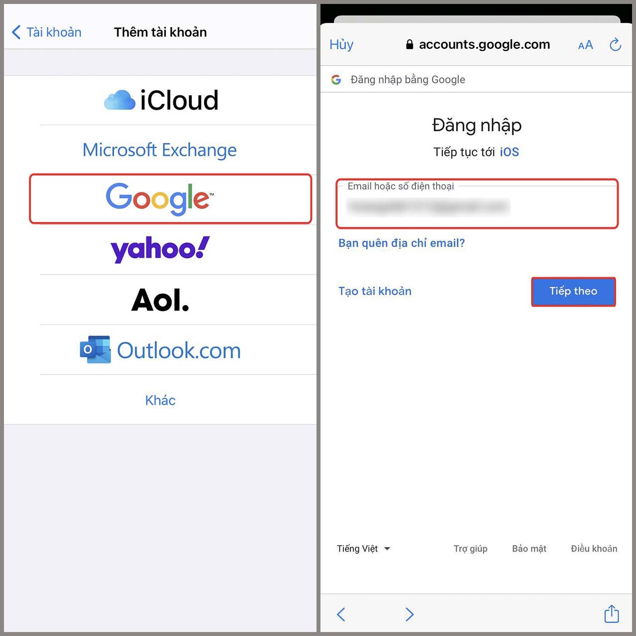 cách đăng nhập gmail trên iphone