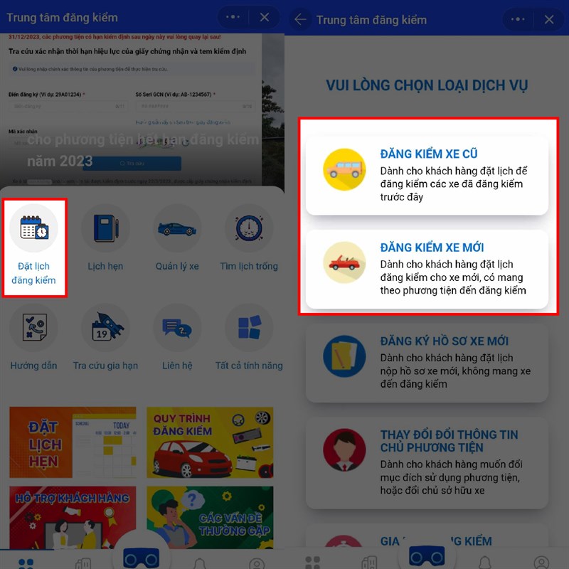cách đặt lịch đăng kiểm ô tô trên zalo