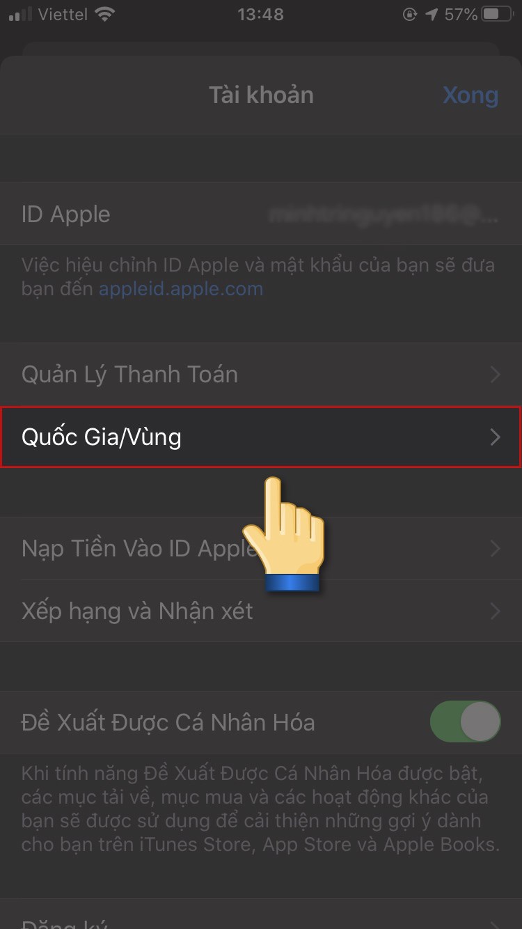 cách đổi mã vùng iPhone