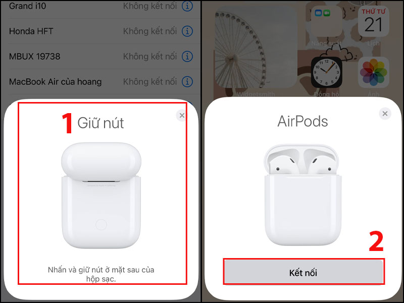 Cách kết nối Airpods với điện thoại iPhone