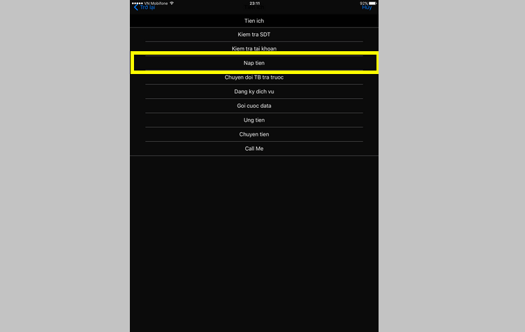 cách nạp tiền điện thoại trên ipad