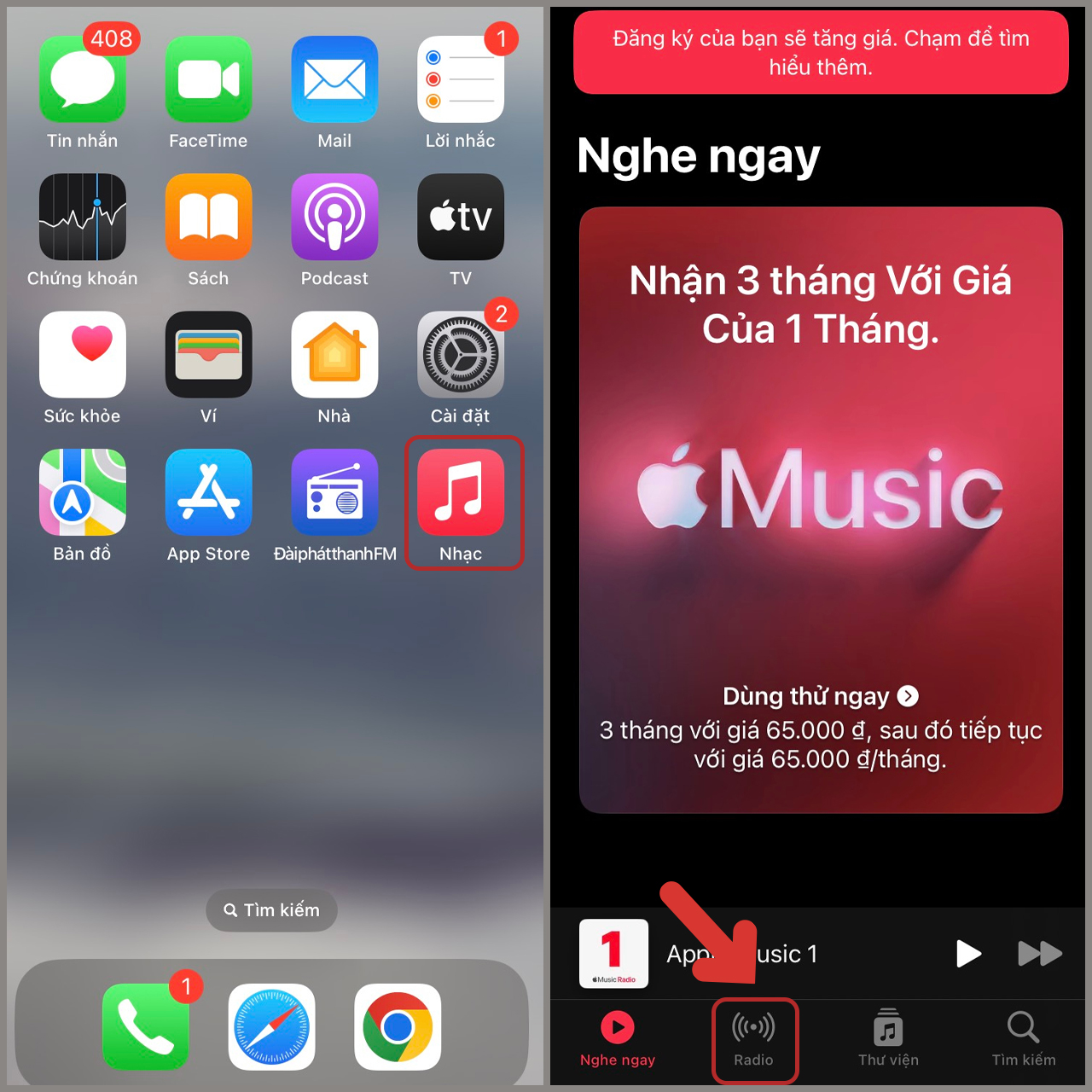 cách nghe radio trên iPhone