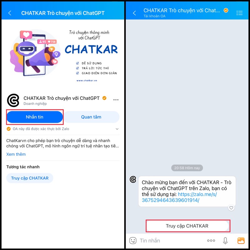 cách sử dụng chatgpt trên zalo miễn phí