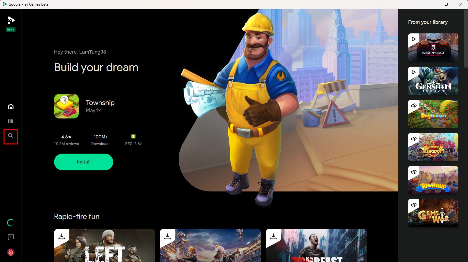 cách sử dụng Google Play Games Beta trên Windows