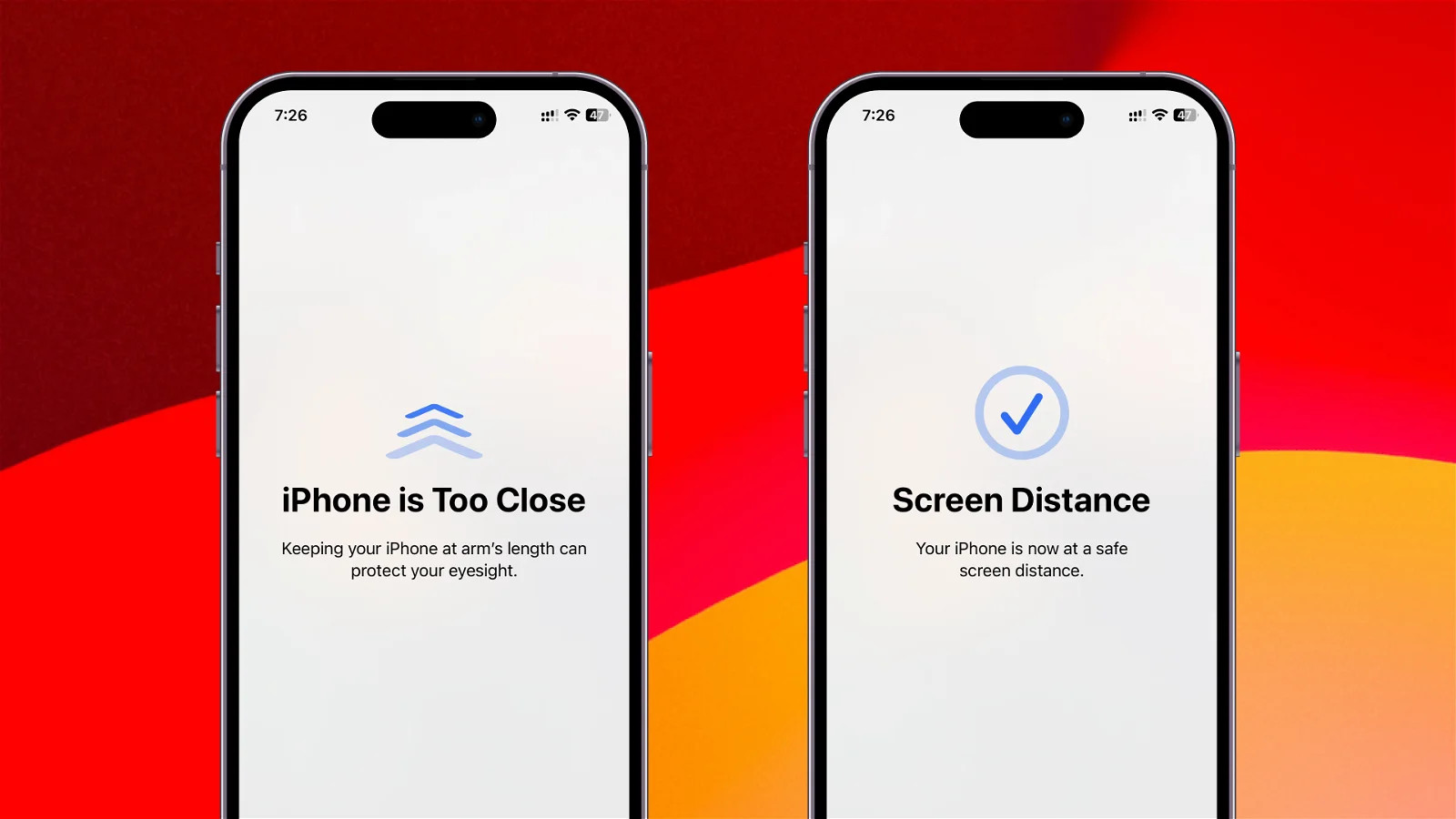 cảnh báo khoảng cách màn hình trên ios 17