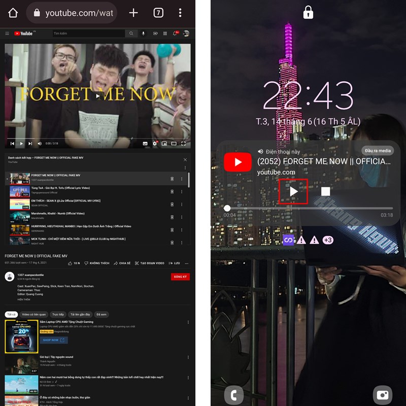 phát youtube khi tắt màn hình
