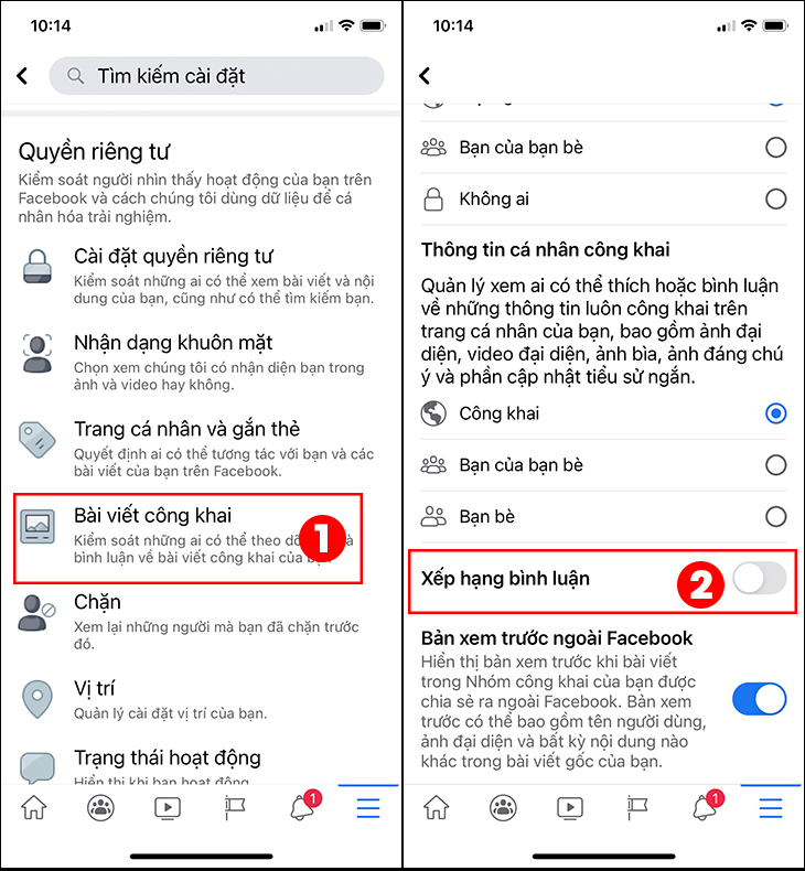 xếp hạng bình luận trên facebook là gì