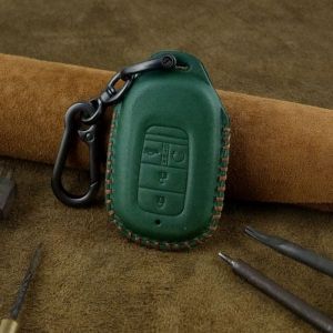 Bao Da Chìa Khóa Ô Tô Honda Civic 2022 4 Nút Da Bò Màu Xanh Rêu